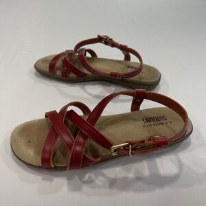 G.H. Bass Sunjuns Margie Womens 6.5M Red Leather Fisherman Sandals Classic Boho